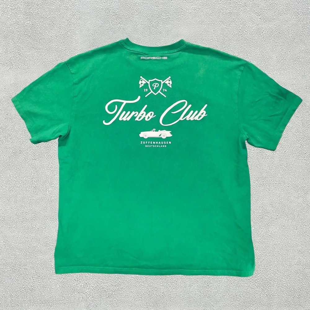 Puma Porsche Turbo Club T Shirt Mens L Green Racing Motorsport Graphic Tee
